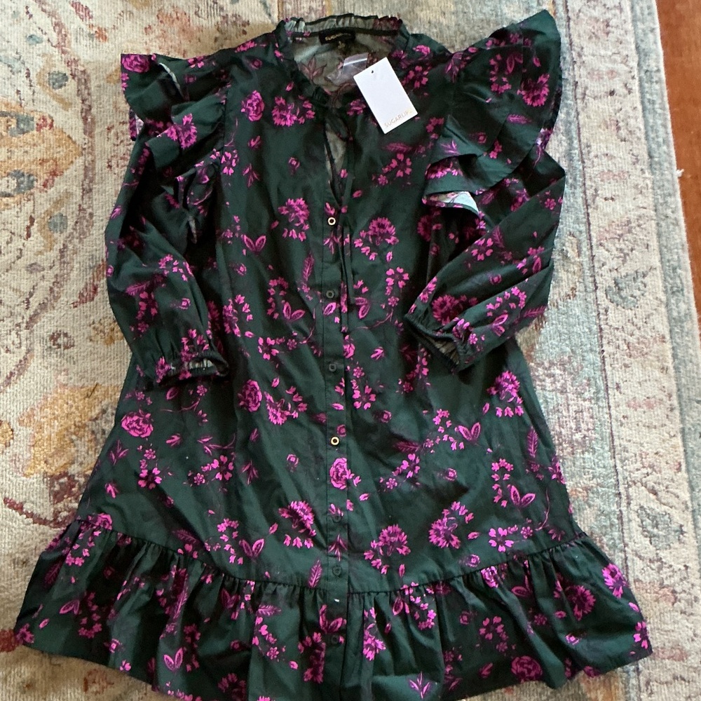 Sugar, lips, green, and pink ruffled dress